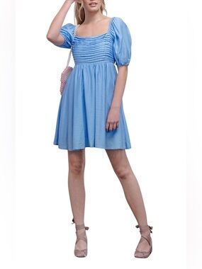 Blu Pepper Sky Blue Puff-Sleeve Mini Dress NWT